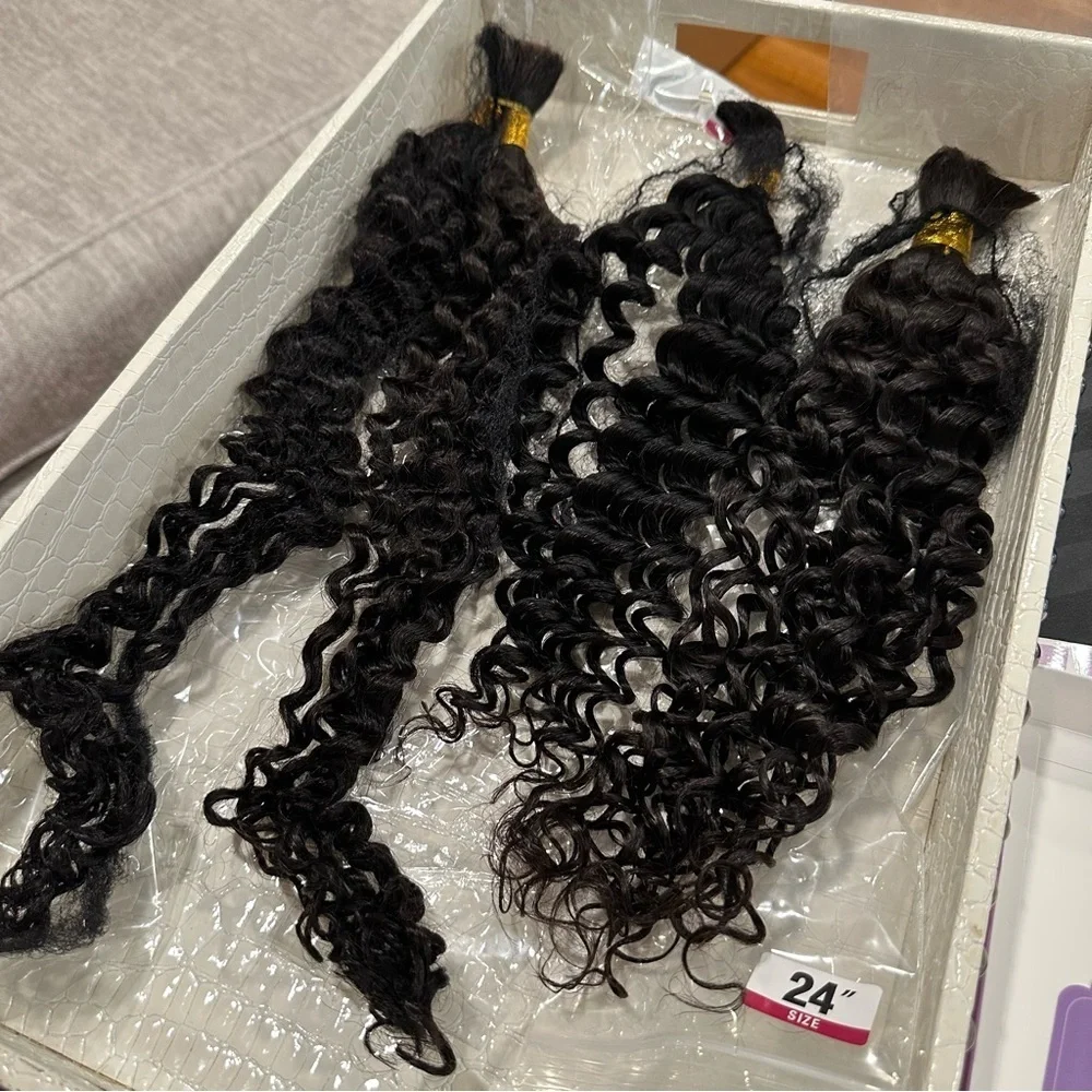 30” 26” 24” Wet & Wavy Water Wave Human Hair Nat Black #1B Braiding 250g #QB8
